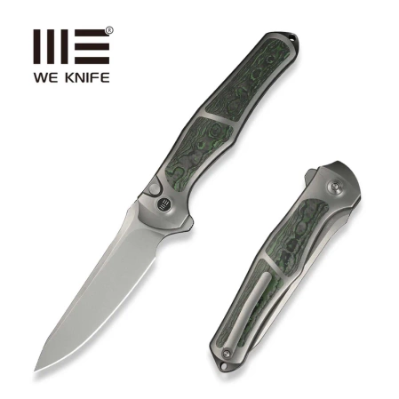 WE Knife 702XI LE No ???/150 Knife Gray Integral Titanium / Jungle Wear Fat Carbon, Stonewashed M390 (WE07B-4)