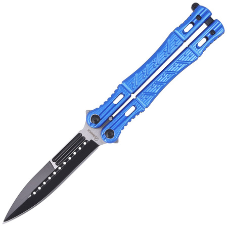 Nóż składany motylek Martinez Albainox Balisong Blue Aluminium, Black Blade (02101)