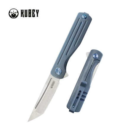 Nóż składany Kubey Musō Blue Titanium, Satin M390 by Tiguass (KB244B)