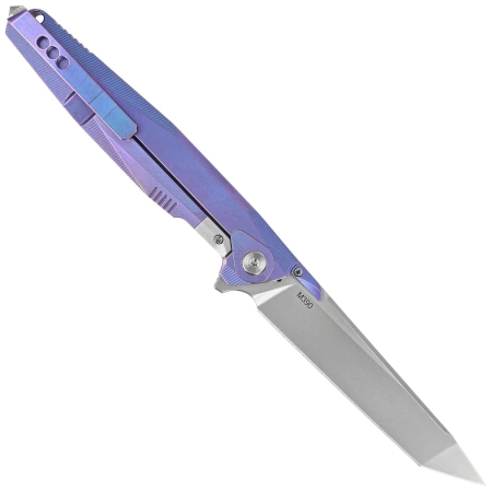 Nóż składany RikeKnife Framelock Blue Titanium, Bead Blast/Satin M390 (RK1707T-B)