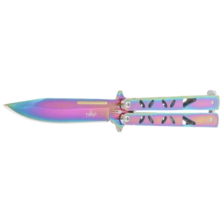 Nóż motylkowy Third Decor Habitat Balisong Rainbow Stainless Steel, Rainbow 420 (K2450)