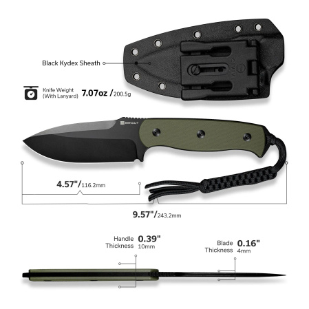 Sencut Toxodon Knife OD Green G10, Black 9Cr18MoV (S24036-2)
