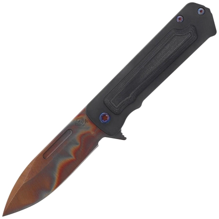 Nóż składany Medford TFF-4 Drop Point Black Titanium / Black G10, Flm HW, Blue Clip, Vulcan S45VN by Greg Medford (MK1404VD-30PV-TFCF-BP)