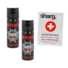 Zestaw 2x Gaz pieprzowy Sharg Nato Defence Gel 2mln Cone 50ml i chusteczka dekontaminacyjna (40050-C)