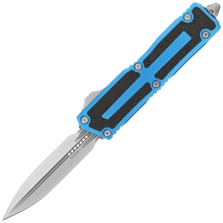 Nóż automatyczny OTF Microtech Scarab II Gen III D/E Blue Aluminium, Stonewashed M390MK by Tony Marfione (1280-10BL)