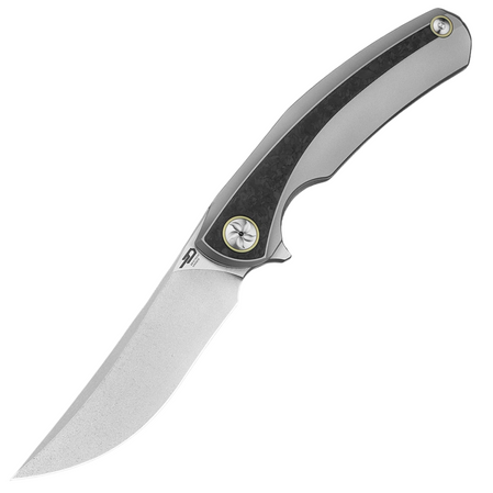 Nóż składany Bestech Sambac Grey Titanium /  Marbled Carbon Fiber, Stonewashed / Satin MagnaCut by Ostap Hel (BT2402C)