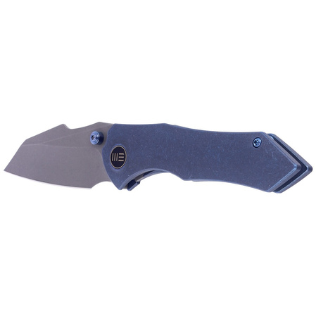 WE Knife High-Fin Blue Titanium, Gray Stonewashed CPM 20CV by Gavko Knives (WE22005-3)