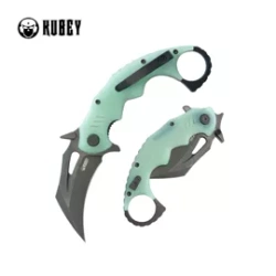 Kubey Mini Wrath Knife Jade G10, Blackwashed 14C26N by MUZI Design (KU262L)