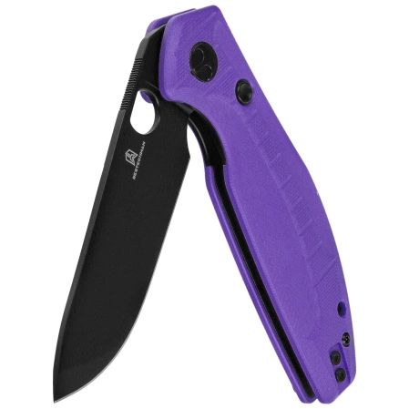 Bestechman Angry Owl Knife Purple G10, Black PVD D2 by Keanu Alfaro (BMK12E-2)