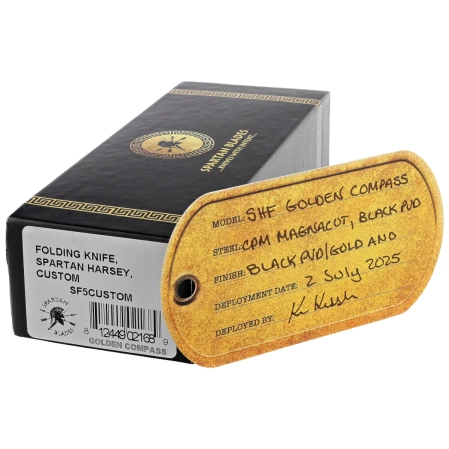 Spartan Blades Harsey Folder Golden Compass Black Titanium, Bronze HW, Black PVD MagnaCut by William W. Harsey (SF5GOLDENCOMPASS)