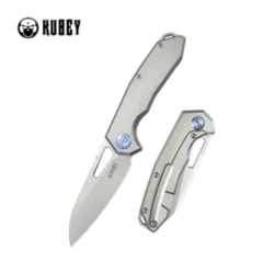Kubey Vagrant Knife Gray Titanium, Beadblasted CPM S35VN by Maksim Tkachuk (KB284F)