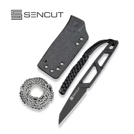 Nóż Sencut Texo Neck Knife Black Skeletonized, Black Stonewashed 9Cr18MoV by Ostal Hel (S23095-1)