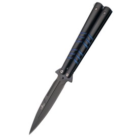 Nóż motylkowy Third Decor Habitat Balisong Black/Blue Stainless Steel, Black 420 (16070A)