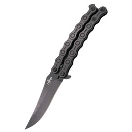 Nóż motylkowy Third Decor Habitat Balisong Chain Black Stainless Steel, Black 420 (K2819BK)