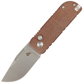 Nóż składany BlackFox NU-Bowie Brown Burlap Micarta, Coarse Stone Washed D2 by Keanu Alfaro (BF-758-MIB)