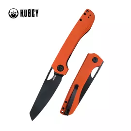 Nóż składany Kubey Elang Orange G10, Black Stonewashed AUS-10 by Sebastian Irawan (KU365B)