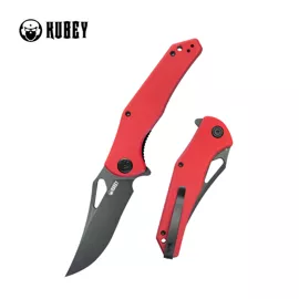 Nóż składany Kubey Phemius Red G10, Black Stonewashed 14C28N (KU149F)