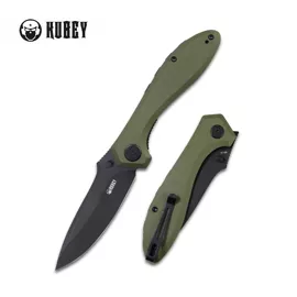 Nóż składany Kubey Ruckus OD Green G10, Dark Stonewashed AUS-10 by Sherif Manganas (KU314G)