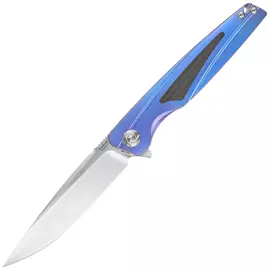 Nóż składany RikeKnife 803CH Blue Titanium/Carbon Fiber, Satin M390 by Richard Wu (RK803CH-B)