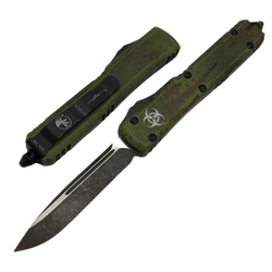 Nóż automatyczny OTF Microtech Ultratech Outbreak Signature S/E Green/Red Aluminium, Outbreak M390 by Tony Marfione (121-1OBDS)