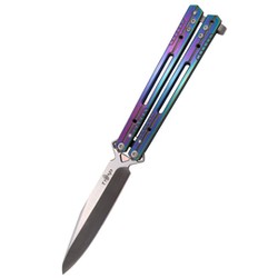 Nóż motylkowy Third Decor Habitat Balisong Rainbow Titanium Stainless Steel, Satin 420 (K2920W)