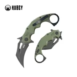 Nóż składany Kubey Mini Wrath Green G10, Blackwashed 14C26N by MUZI Design (KU262F)