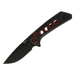 Nóż składany Reate PL-XF-12 Black Micarta/Red G10 Inlay, Black PVD Nitro-V