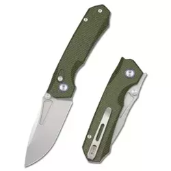 Nóż składany Remette Rhino MC319G Military Green Micarta, Stonewashed 14C28N