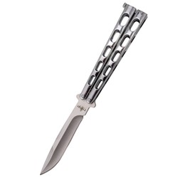 Nóż treningowy motylkowy Third Decor Habitat Balisong Silver Stainless Steel, Satin 420 (K2919BX)