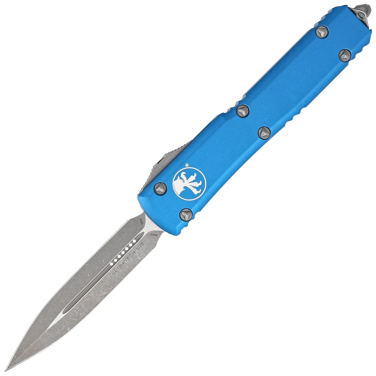 Nóż automatyczny OTF Microtech Ultratech D/E Blue Aluminium, Apocalyptic M390 by Tony Marfione (122-10APBL)