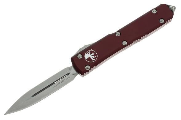 Nóż automatyczny OTF Microtech Ultratech D/E Merlot Red Aluminium, Stonewashed M390 by Tony Marfione (122-10MR)