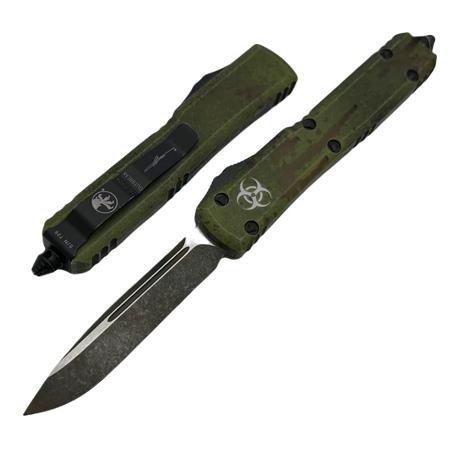 Nóż automatyczny OTF Microtech Ultratech Outbreak Signature S/E Green/Red Aluminium, Outbreak M390 by Tony Marfione (121-1OBDS)