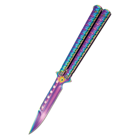 Nóż motylkowy Third Decor Habitat Balisong Rainbow Stainless Steel, Rainbow 420 (16071W)