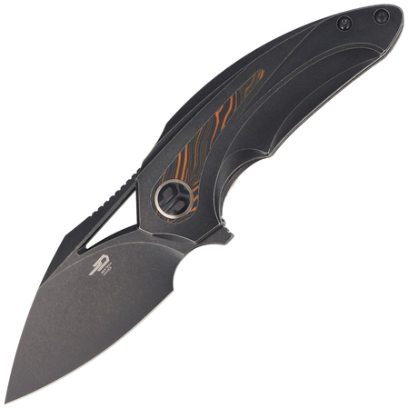 Nóż składany Bestech Nuke Black Titanium/Black Orange G10, Black Stonewashed M390 by Kombou (BT2107E)