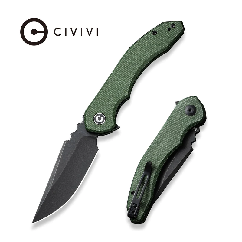 Nóż składany Civivi Bluetick Green Canvas Micarta, Black Stonewashed 14C28N by Bryan Montalvo (C23050-3)