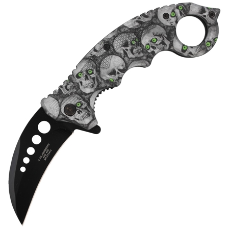 Nóż składany Herbertz CJH Karambit Skulls, Black Blade 420 (572413 - ART000137)