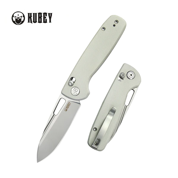 Nóż składany Kubey Bluff White G10, Sand Blasted 14C28N by Garet Caronna (KU248C)