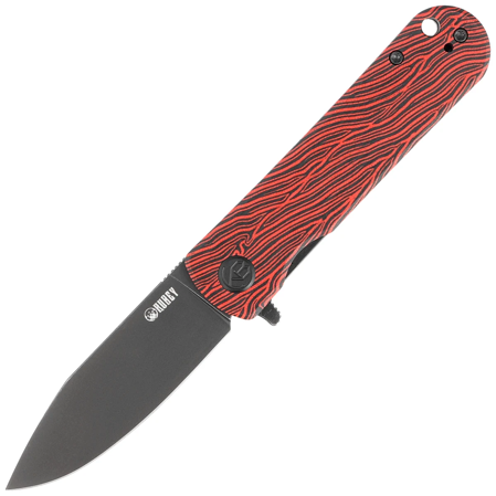 Nóż składany Kubey NEO Red / Black Damascus G10, Black Stonewashed AUS-10 by Keanu Alfaro (KU371F)