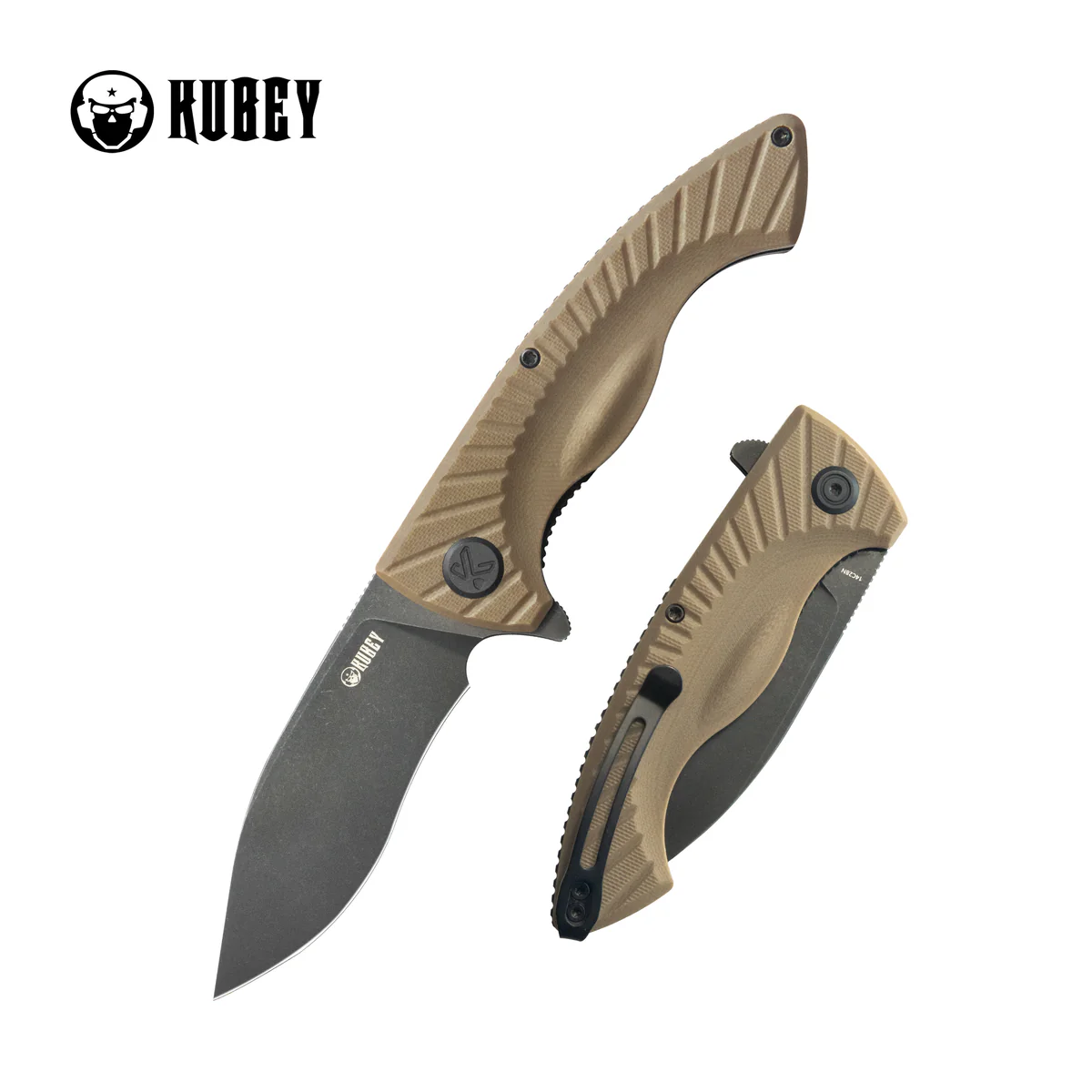 Nóż składany Kubey Timberwolf Tan G10, Blackwashed 14C28N (KU208H)