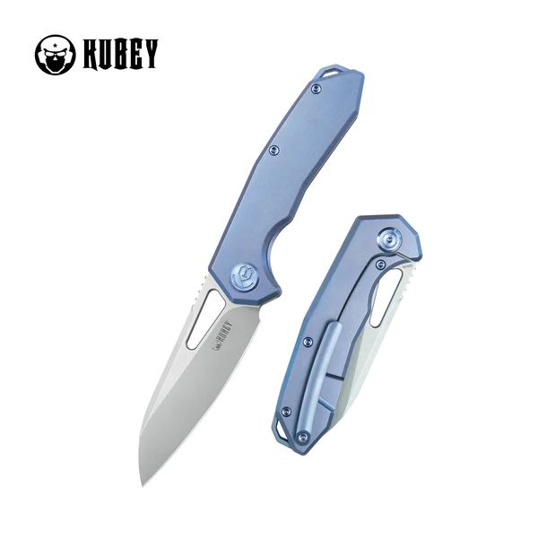 Nóż składany Kubey Vagrant Blue Titanium, Bead Blasted CPM S35V by Maksim Tkachuk (KB284G)