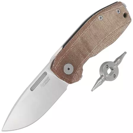 Nóż składany LionSteel Nano Natural Canvas Micarta, Satin MagnaCut (NA01 CVN)