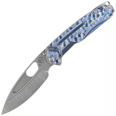 Nóż składany Medford Infraction Blue/Silver Titanium „Peaks and Valleys", Tumbled S45VN by Greg Medford