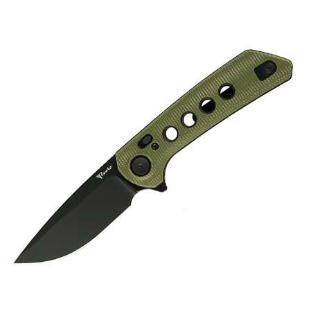 Nóż składany Reate PL-XF-4 Green Micarta/Black G10 Inlay, Black PVD Nitro-V