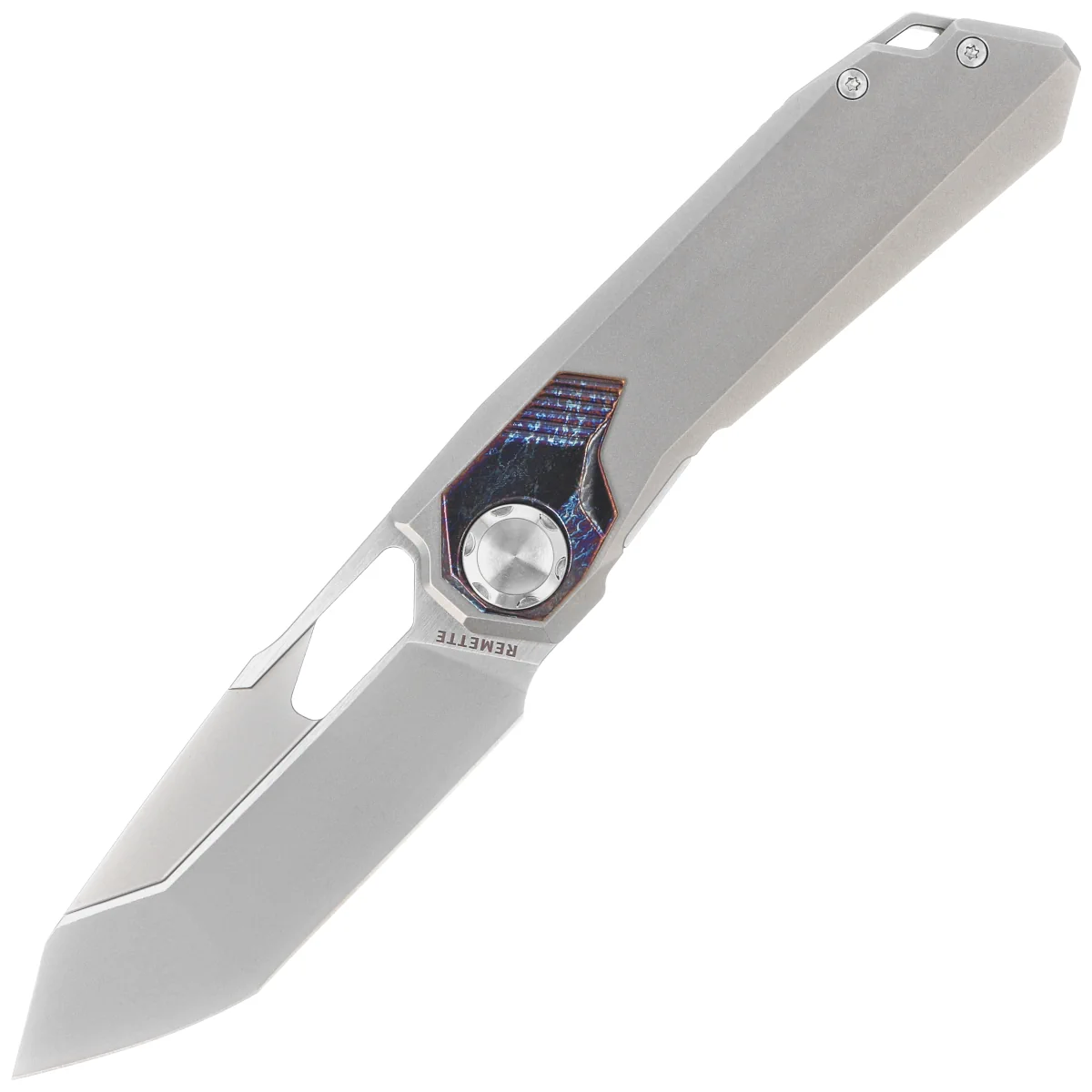 Nóż składany Remette Peregrine Falcon Gray/Thunder Lightning Titanium, Hand Grinding Pearlescent M390 (RTT1-G)