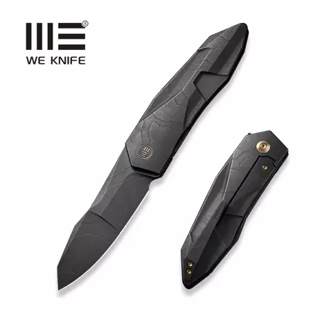 Nóż składany WE Knife Solid Black Stonewashed Etching Pattern Titanium, Black Stonewashed Etching CPM 20CV by Gustavo T. Cecchini (WE22028-5)