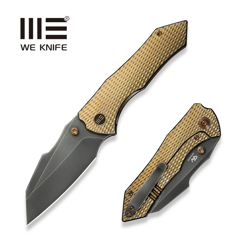 Nóż składany We Knife High-Fin XL Golden Titanium, Gray Polished CPM 20CV by Gavko Knives (WE24010-3)