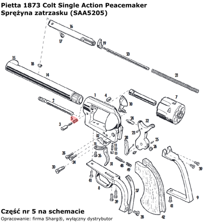 Sprężyna zatrzasku Pietta 1873 SA Peacemaker (SAA5205)