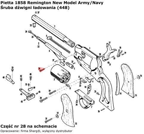 Śruba dźwigni ładowania Pietta 1858 Remington Model Army (448)