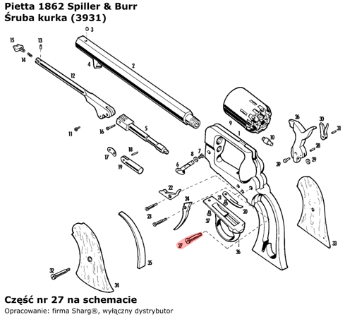 Śruba kurka Pietta 1862 Spiller & Burr (3931)